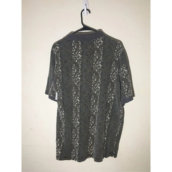 Mens New River Polo Size Large Brown White Crackled Design Patterned - Picture 2 of 2